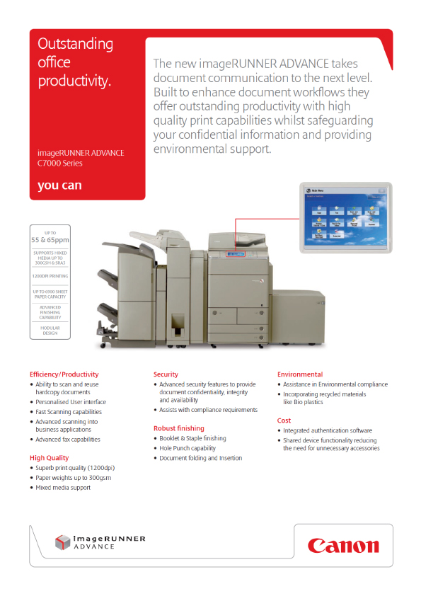 This is a Canon iAC7065 C7055 C7000 Series br uk:Brochure from Europe(United Kingdom).