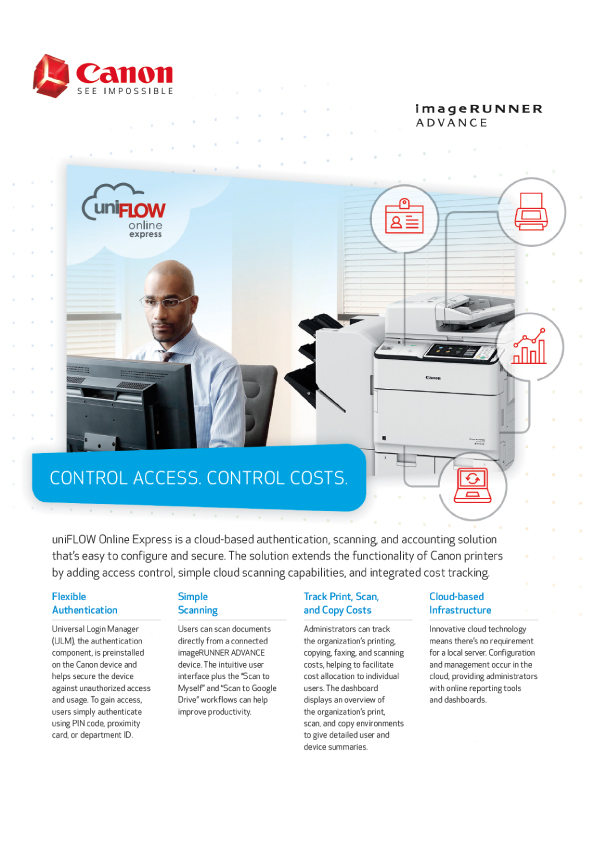 This is a Cloud Ready uniFLOW Online Express brochure.