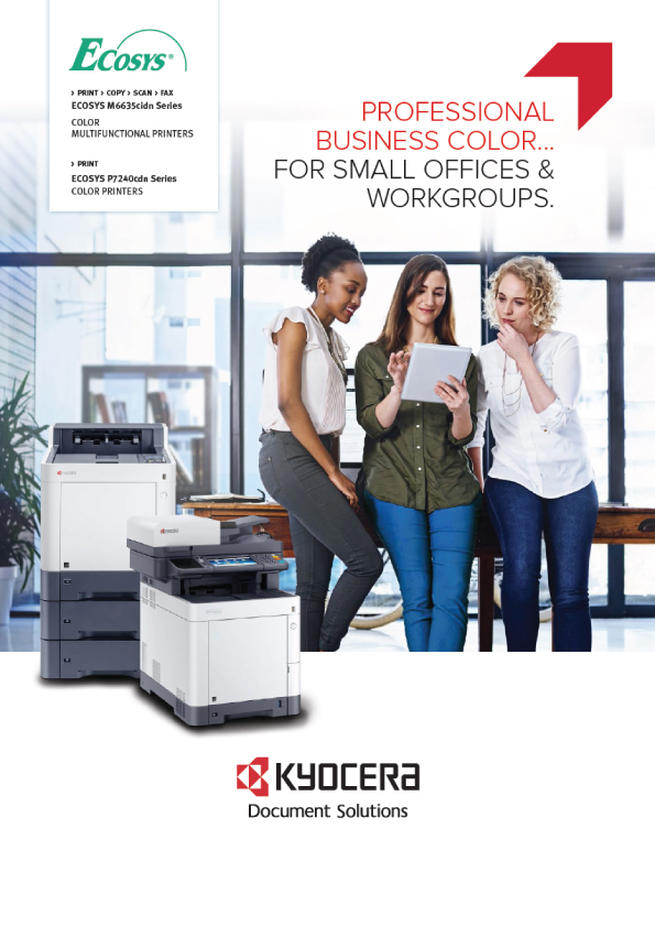 This is a Kyocera ECOSYS M6635cidn P7240cdn Series brochure us:Brochure from United States of America.